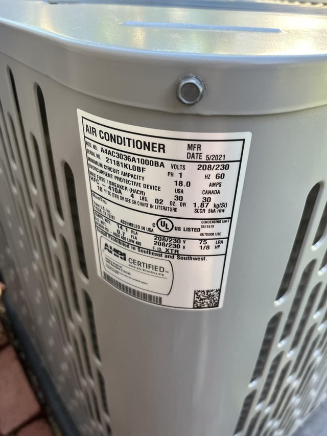 Amps Central Air Conditioner Use
