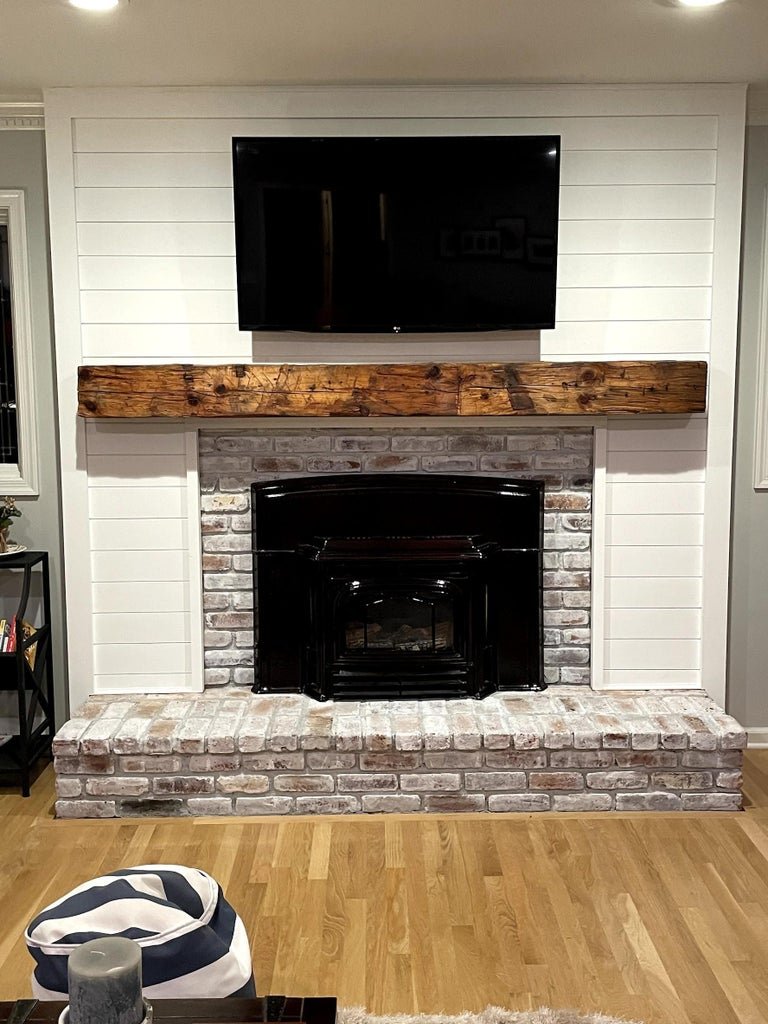 Cover Brick Fireplace With Shiplap