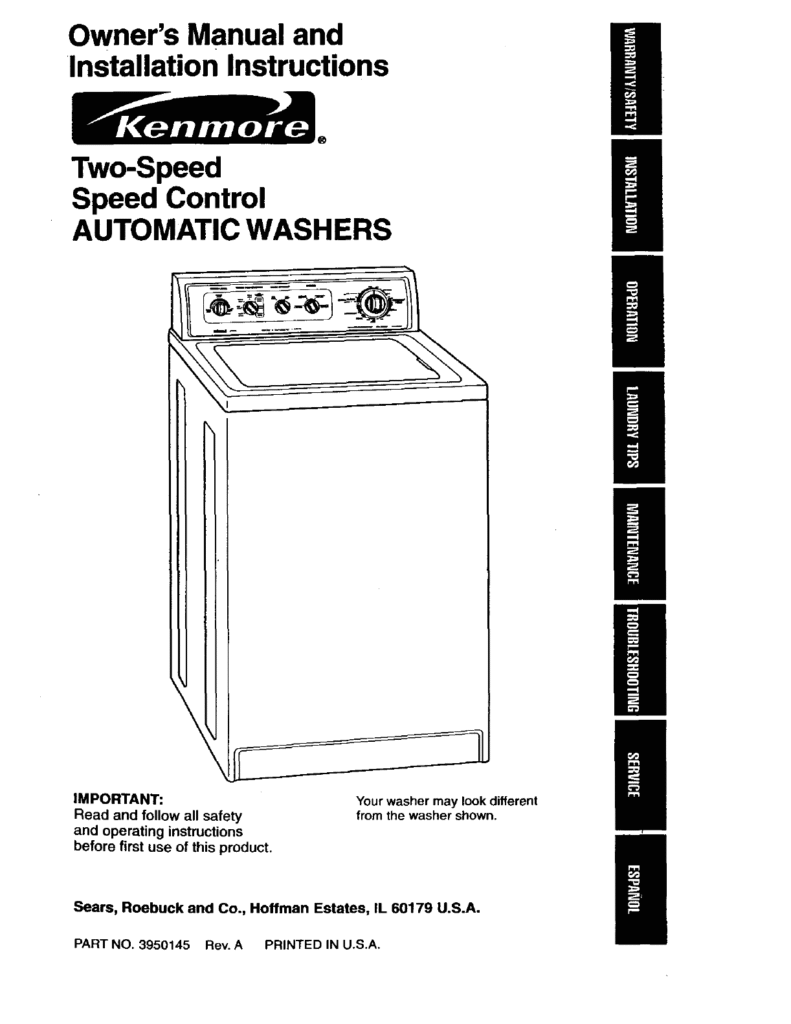 Kenmore Washer Model 110 Size