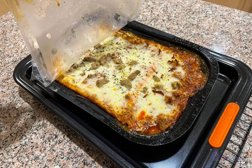 Lasagna Plastic in Oven