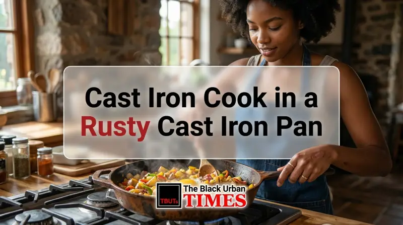 Cast Ironcook in a Rusty Cast Iron Pan